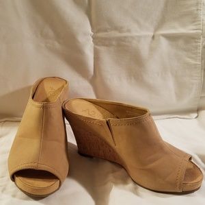 A2 by Aerosoles Plush Metal Suede Tan Wedge